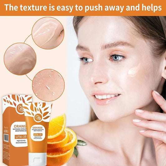 Viral orange exfoliating gel from FusionGadgetsPK, featuring a clear bottle with orange gel and a bright orange cap.